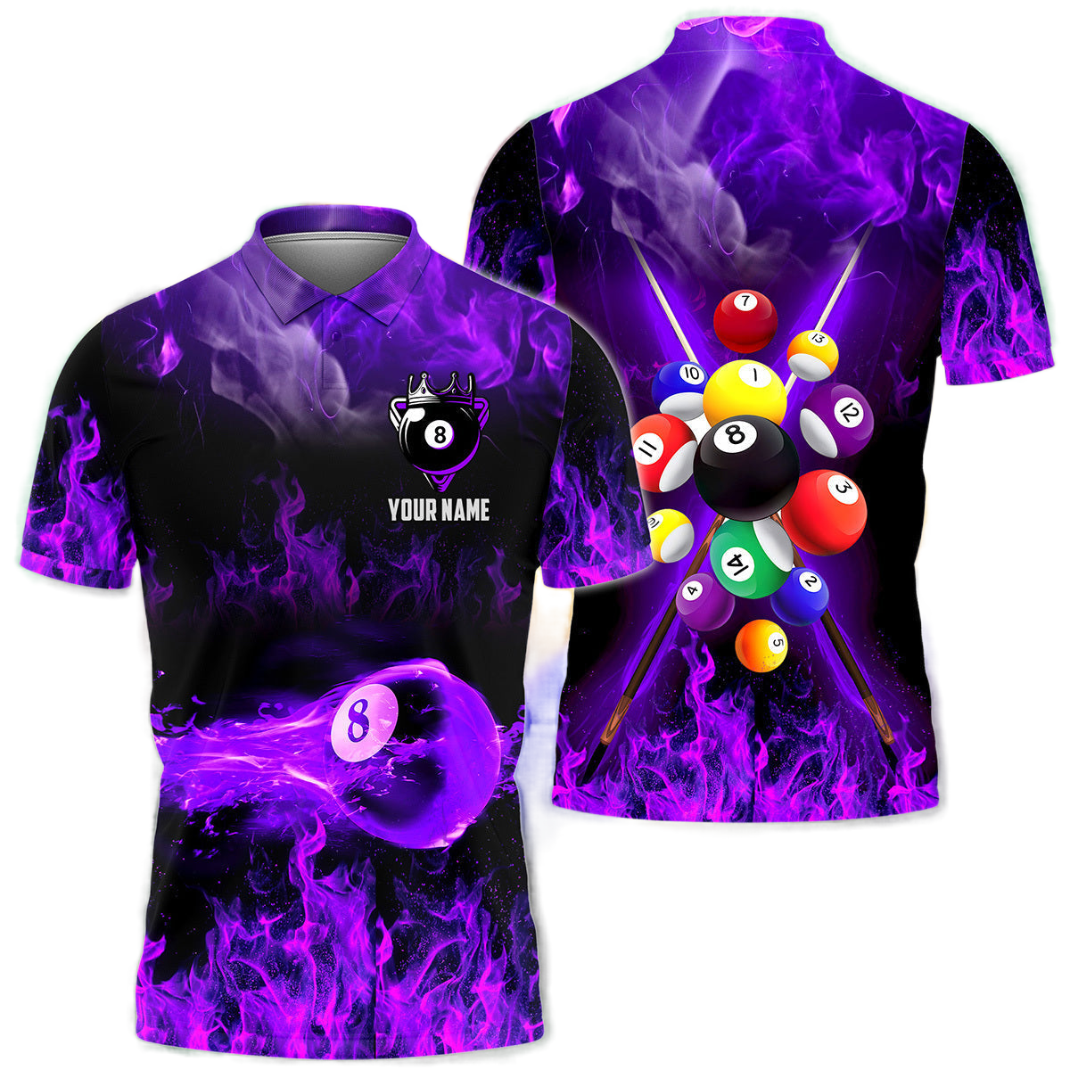 Personalized Billiards Fire Purple Version All Over Printed Unisex Shirt QB130608