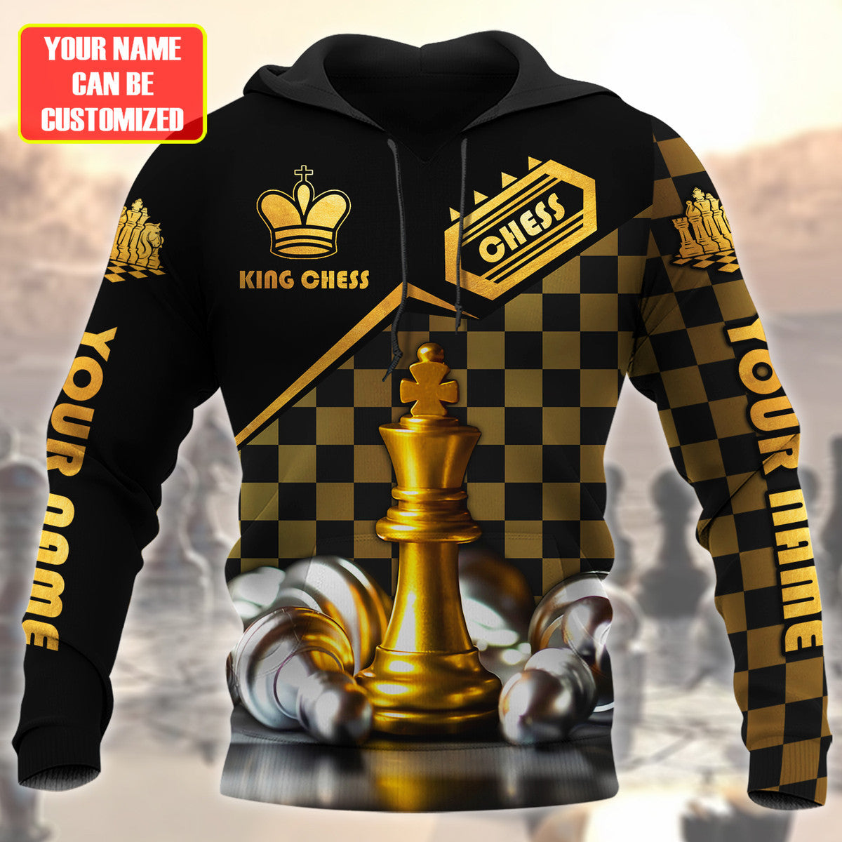 Personalized Name King Chess Golden All Over Printed Unisex Shirt Q281107
