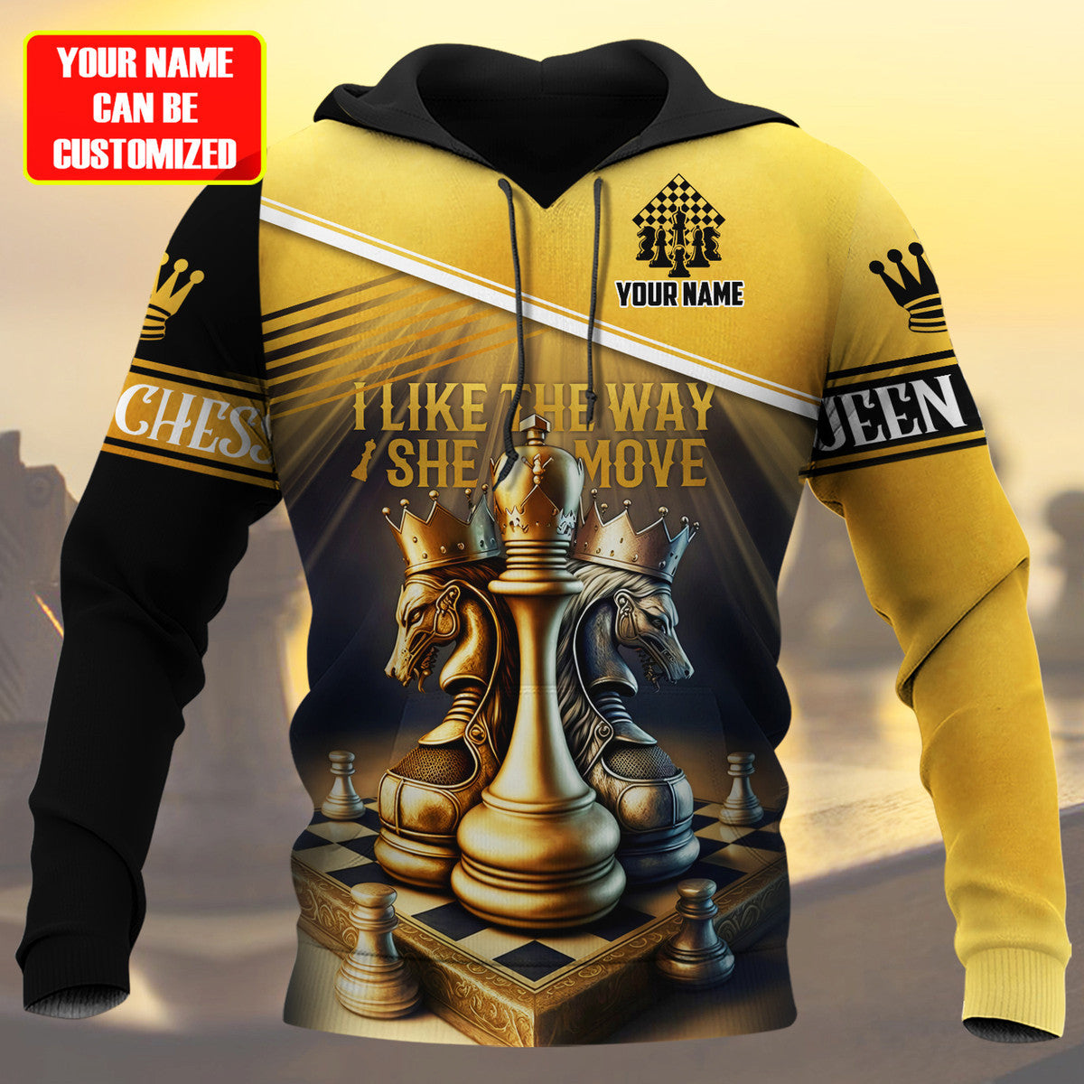Personalized Name Queen Chess Move All Over Printed Unisex Shirt Q230214
