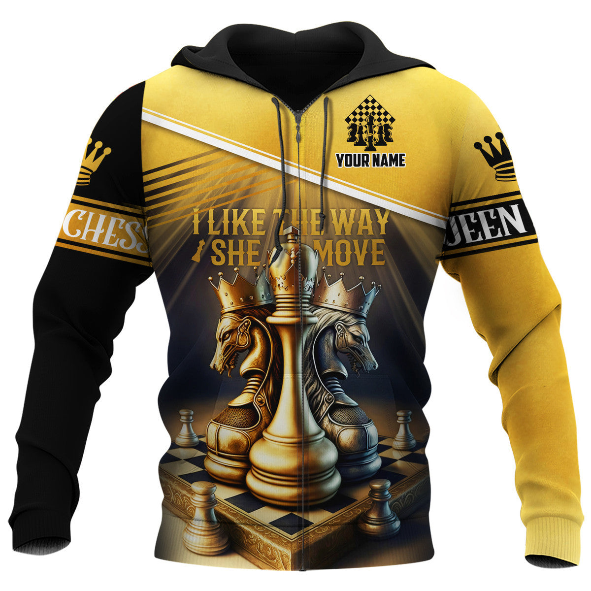 Personalized Name Queen Chess Move All Over Printed Unisex Shirt Q230214
