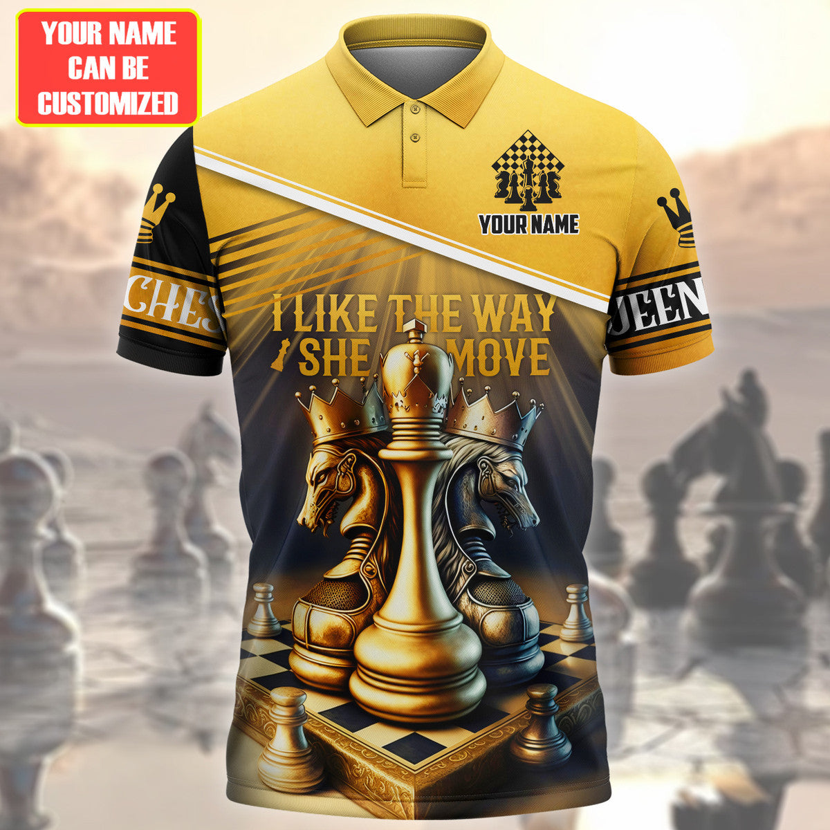Personalized Name Queen Chess Move All Over Printed Unisex Shirt Q230214