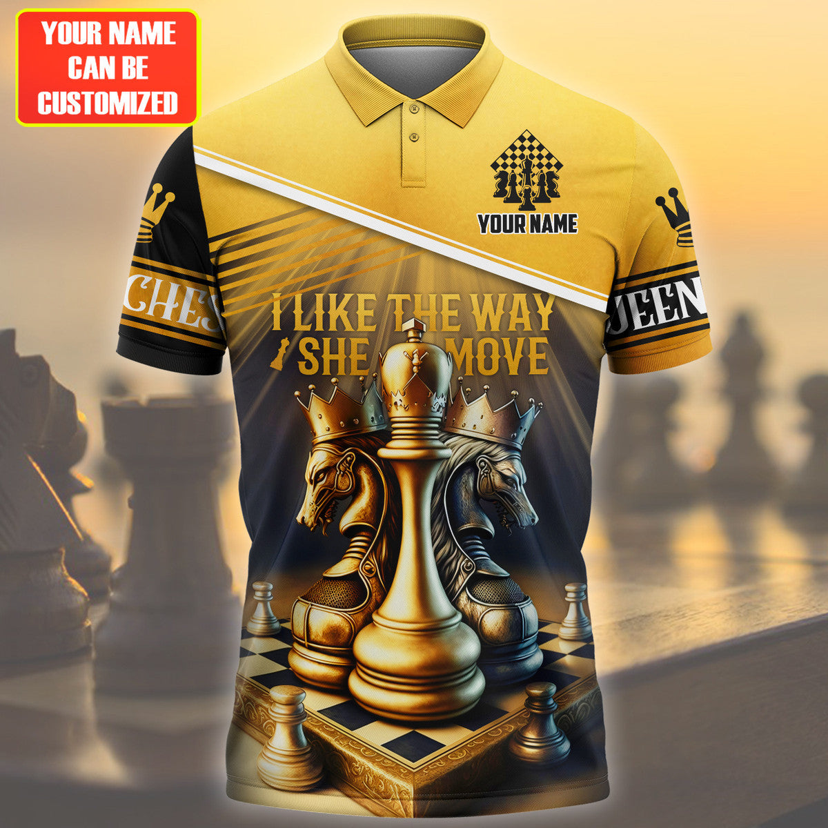 Personalized Name Queen Chess Move All Over Printed Unisex Shirt Q230214