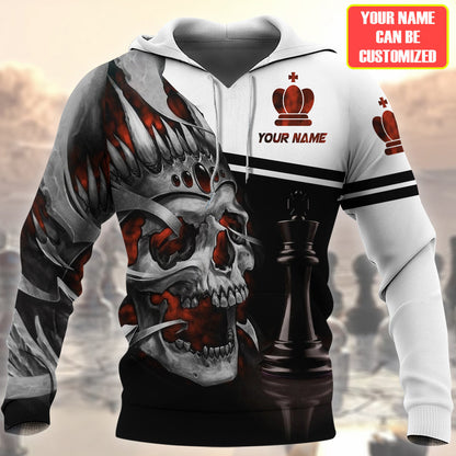 Personalized Name Skull King Chess All Over Printed Unisex Shirt Q240205