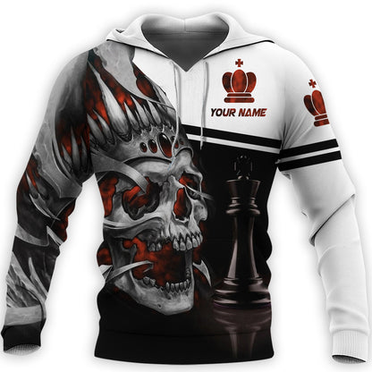 Personalized Name Skull King Chess All Over Printed Unisex Shirt Q240205