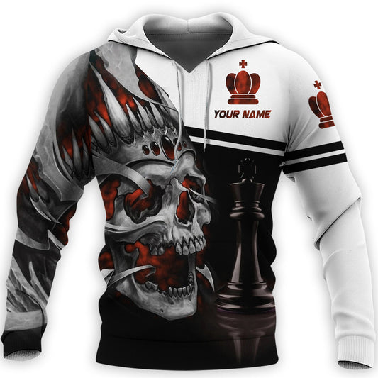 Personalized Name Skull King Chess All Over Printed Unisex Shirt Q240205