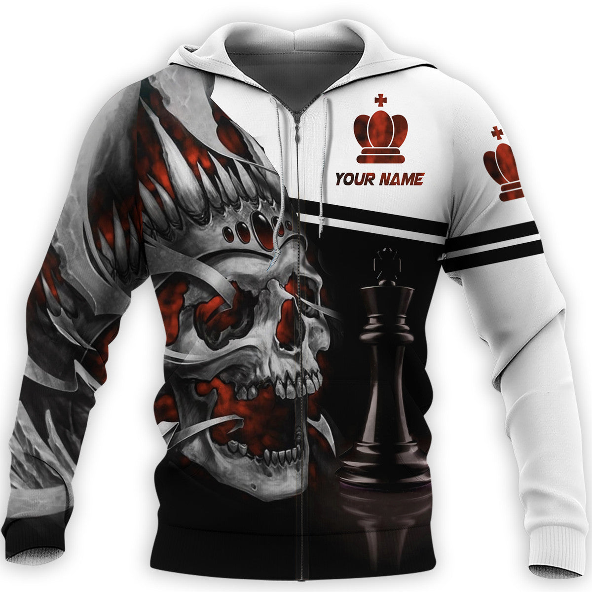 Personalized Name Skull King Chess All Over Printed Unisex Shirt Q240205
