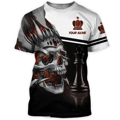 Personalized Name Skull King Chess All Over Printed Unisex Shirt Q240205