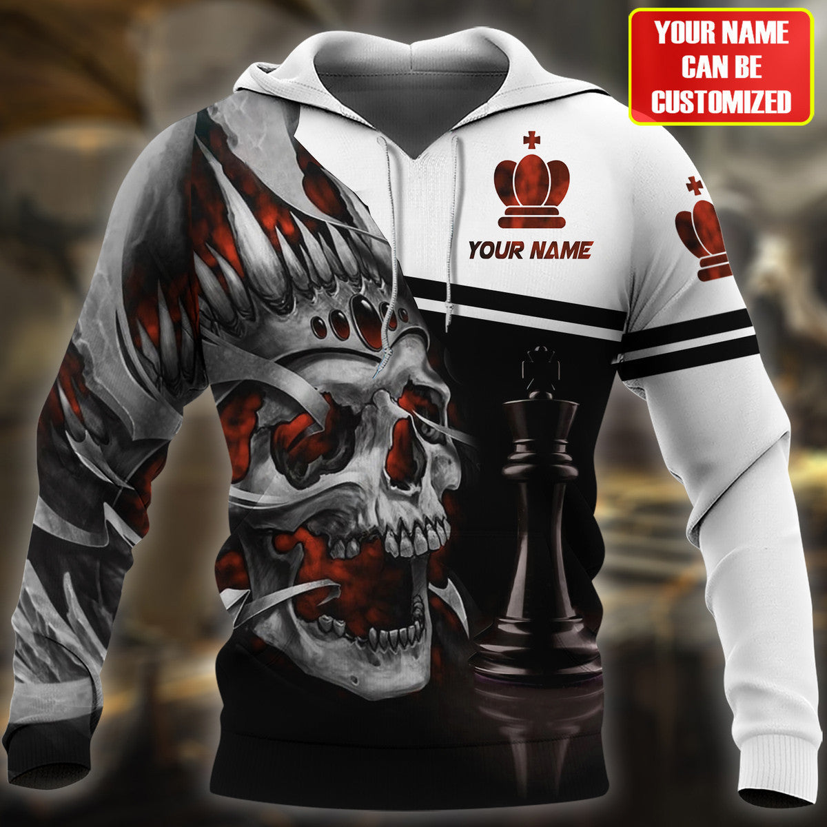 Personalized Name Skull King Chess All Over Printed Unisex Shirt Q240205