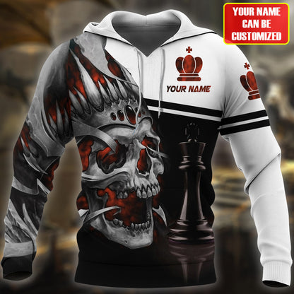 Personalized Name Skull King Chess All Over Printed Unisex Shirt Q240205