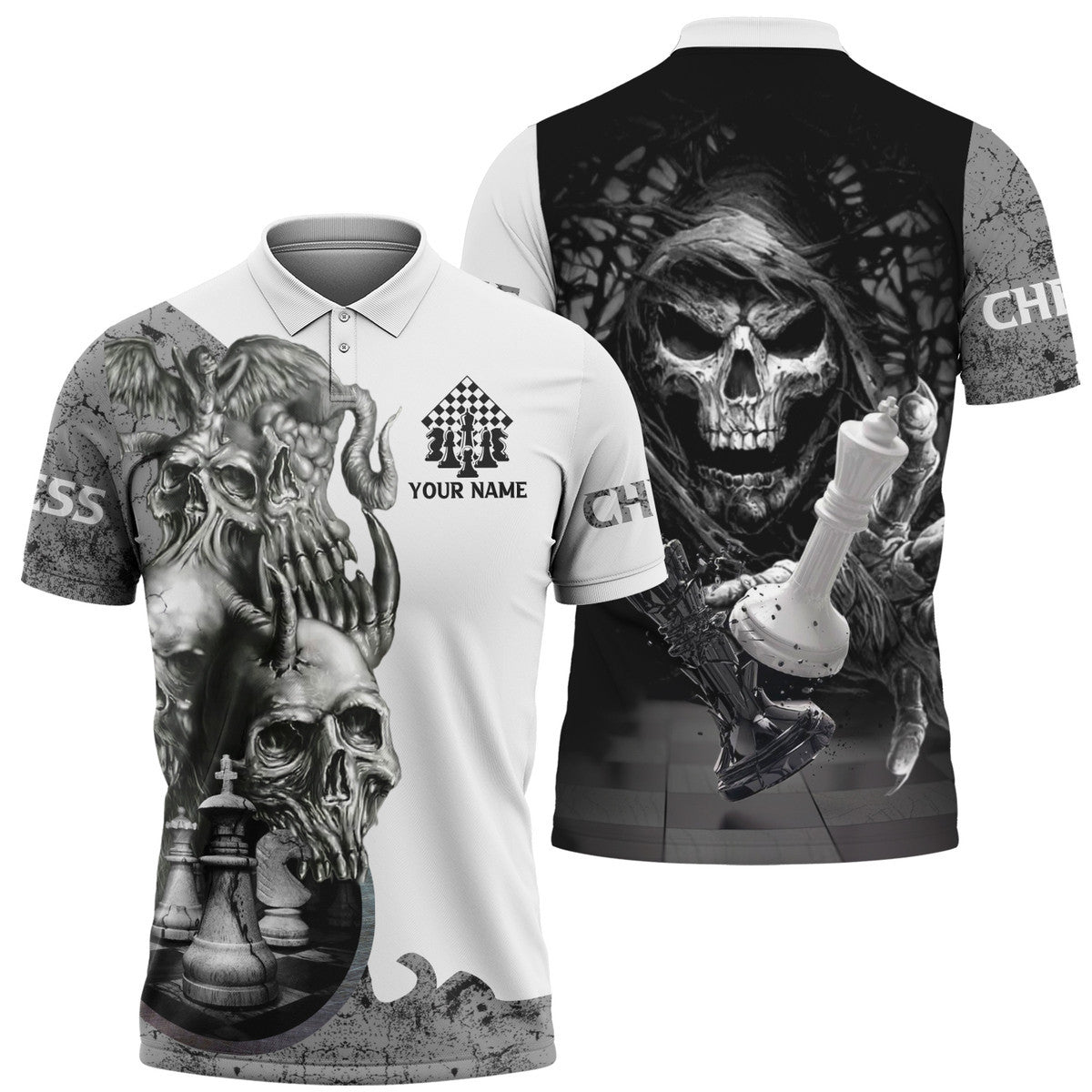 Personalized Name Skull Chess All Over Printed Unisex Shirt Q140601