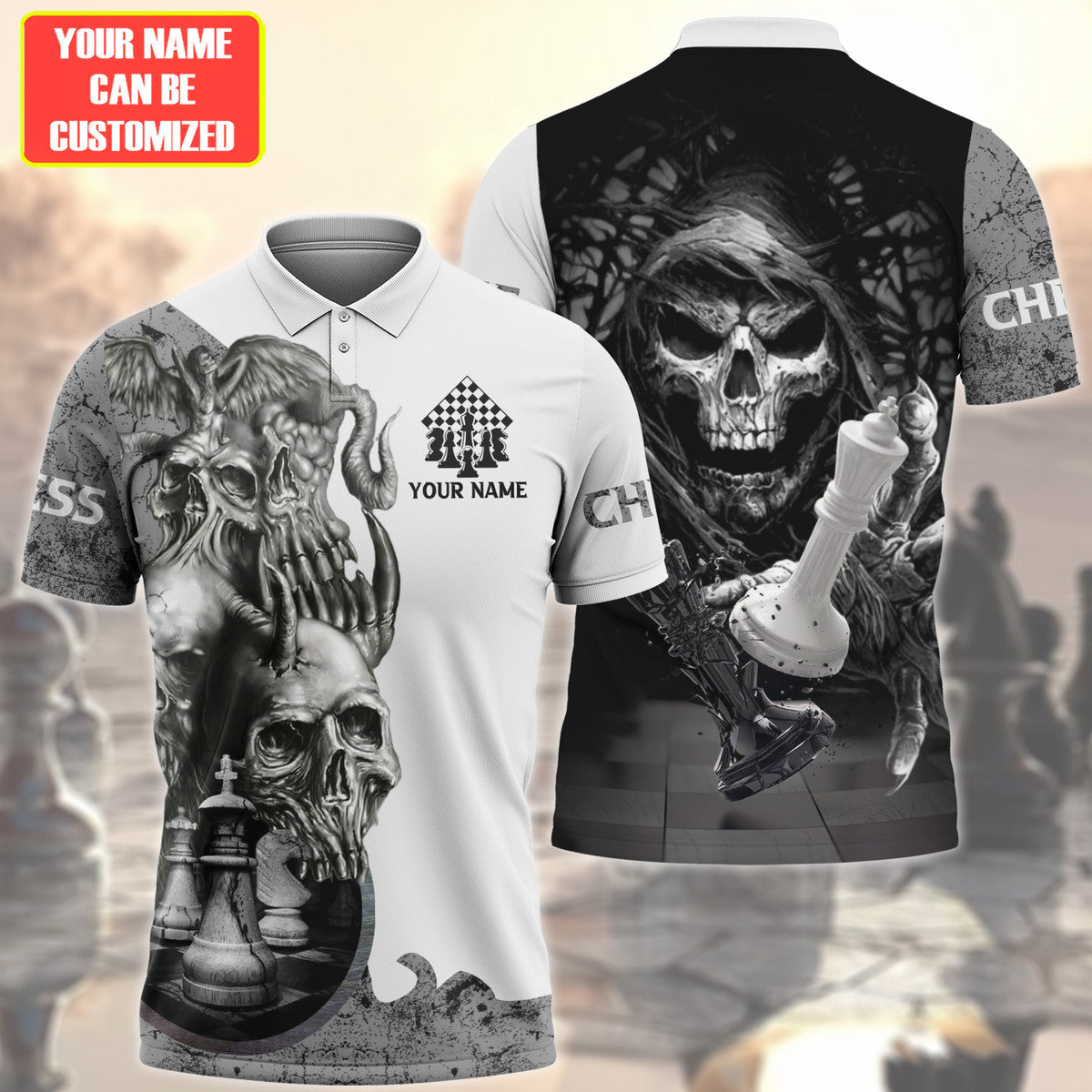 Personalized Name Skull Chess All Over Printed Unisex Shirt Q140601